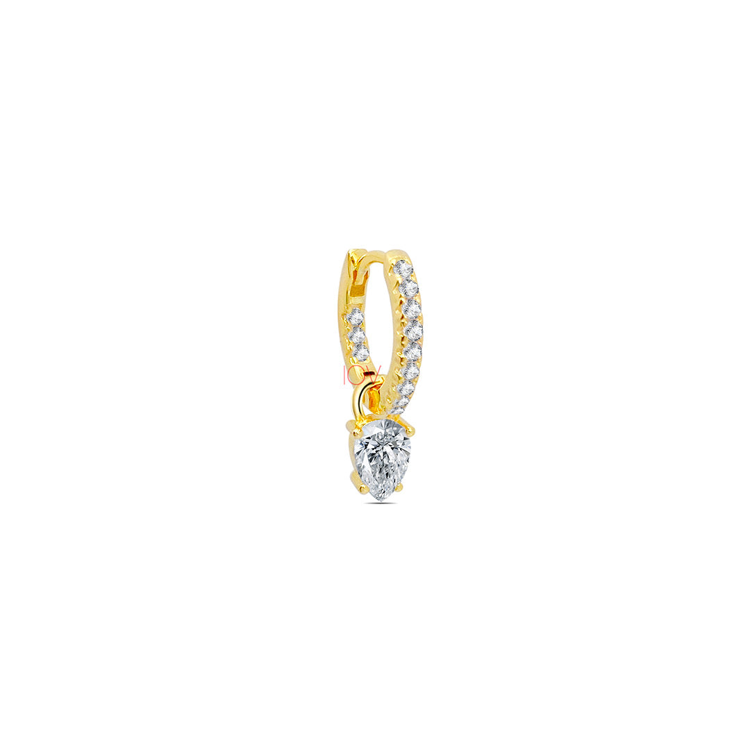 hoop earrings with removable pear shaped stone.