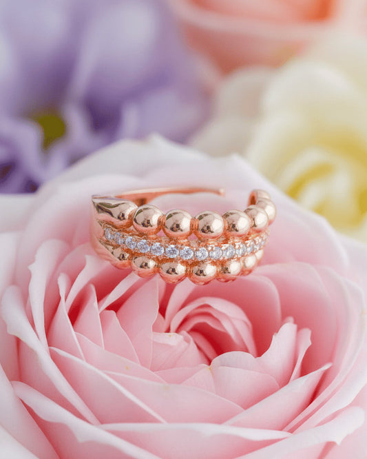 beads and round CZ luxury clip-on earcuff.