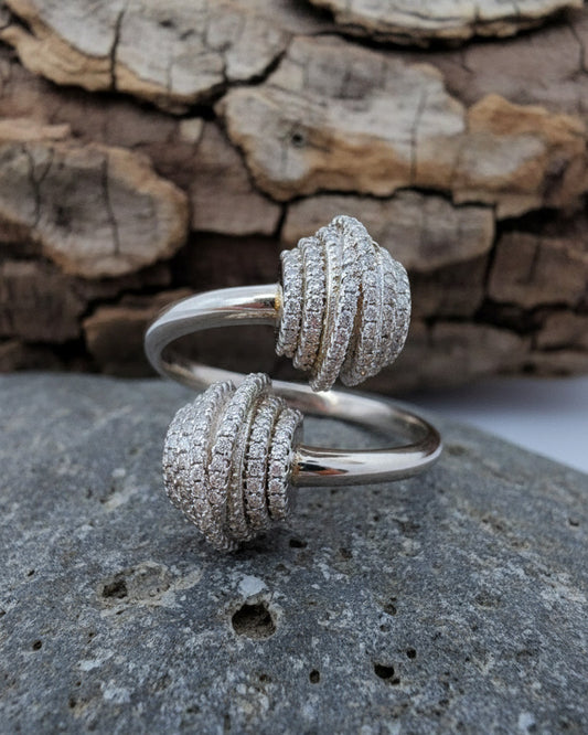 CZ luxury open adjustable size ring.