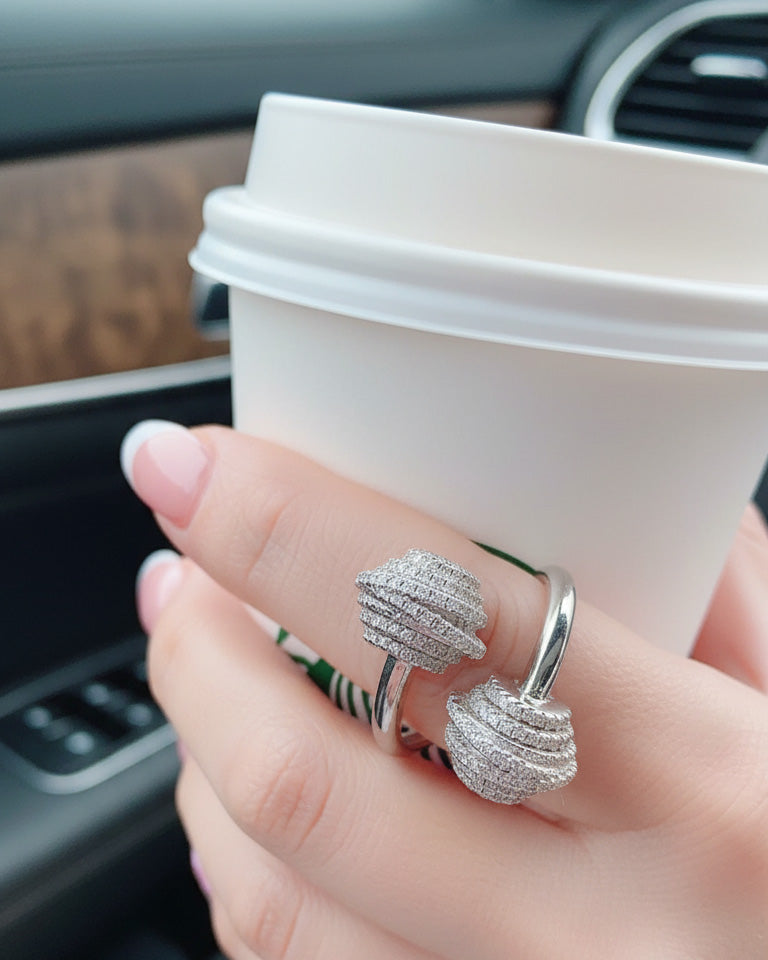 CZ luxury open adjustable size ring.