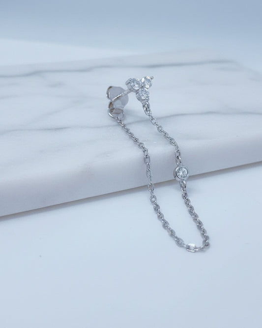 Cluster of three stones back to front earring.