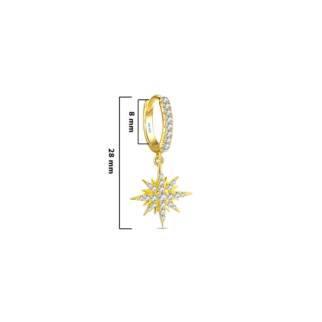 dangling beaming star shape hoop earring.