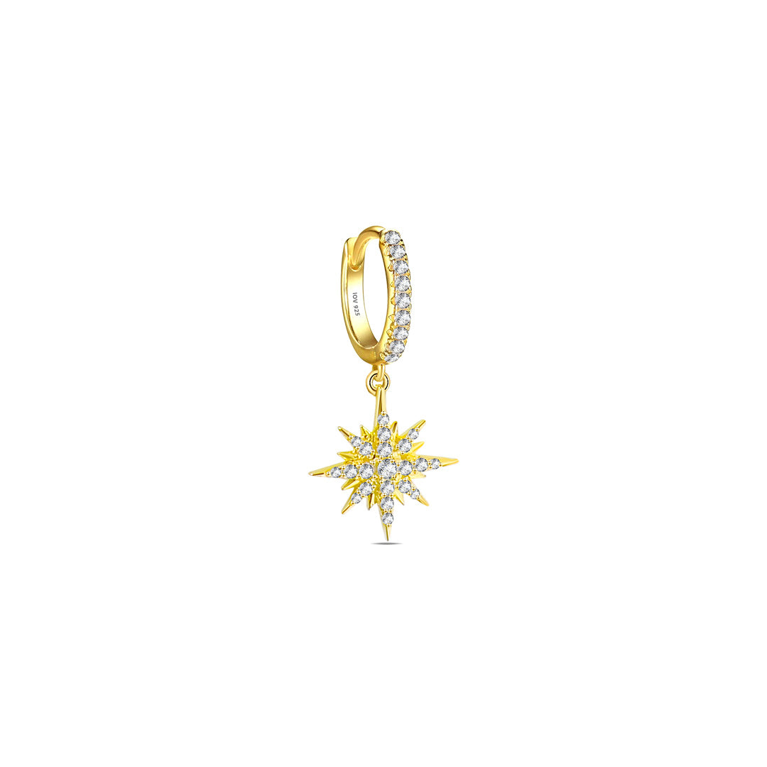 dangling beaming star shape hoop earring.