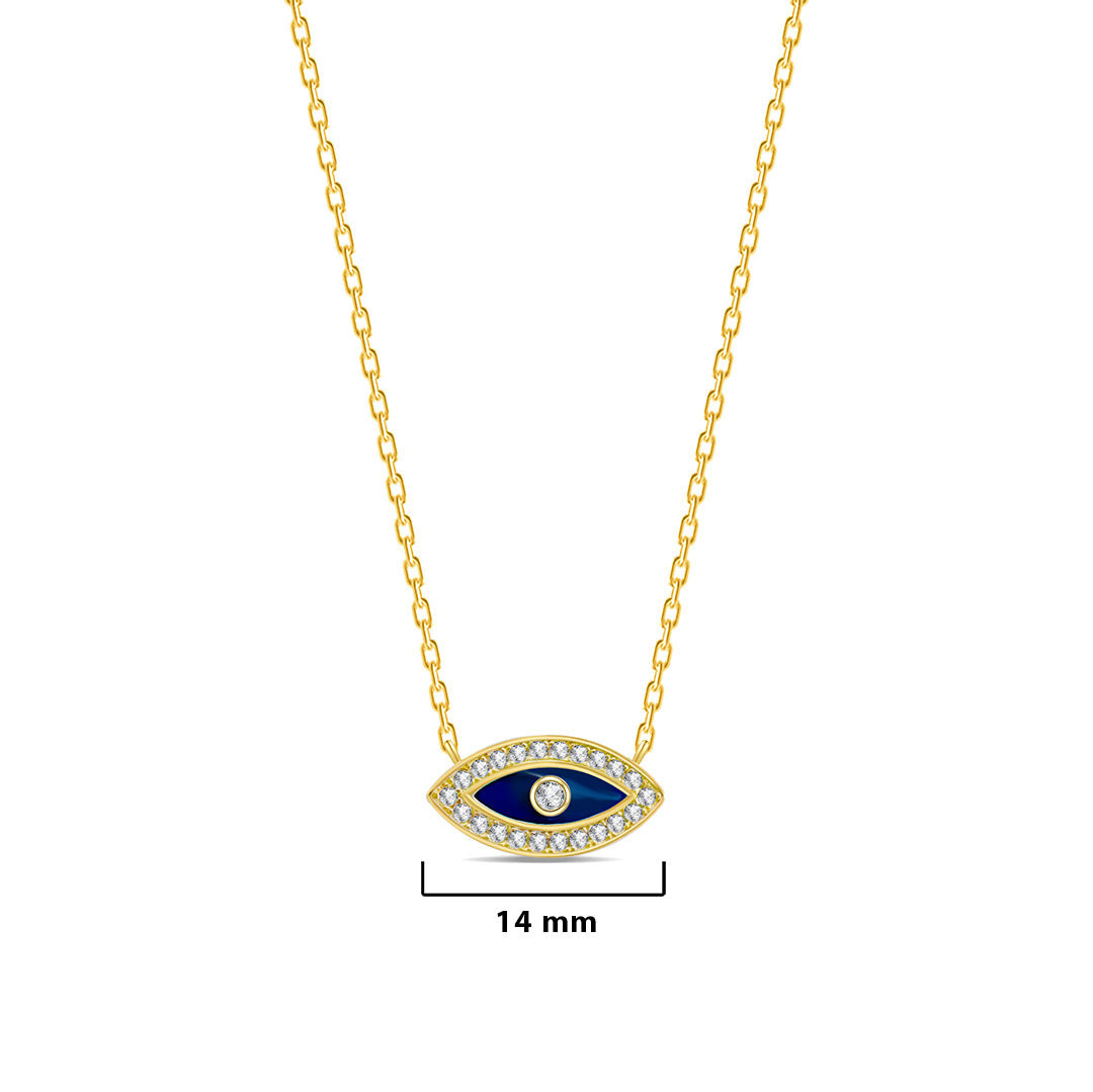sterling silver enamel gold plated eye necklace.