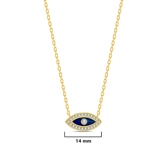 sterling silver enamel gold plated eye necklace.