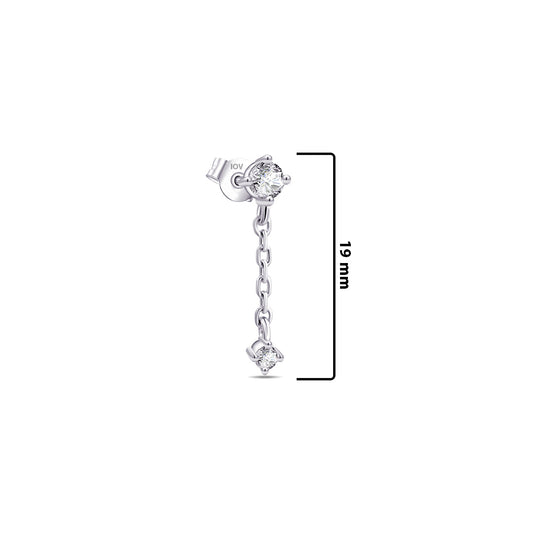 chain linked two stones dangling stud earring.