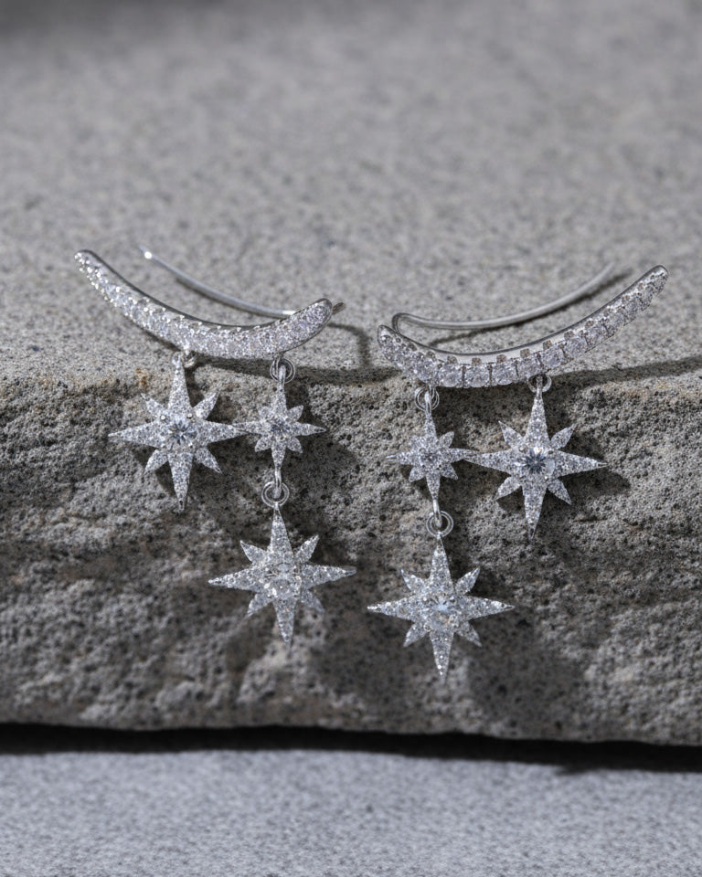 dangling stars climber earrings.