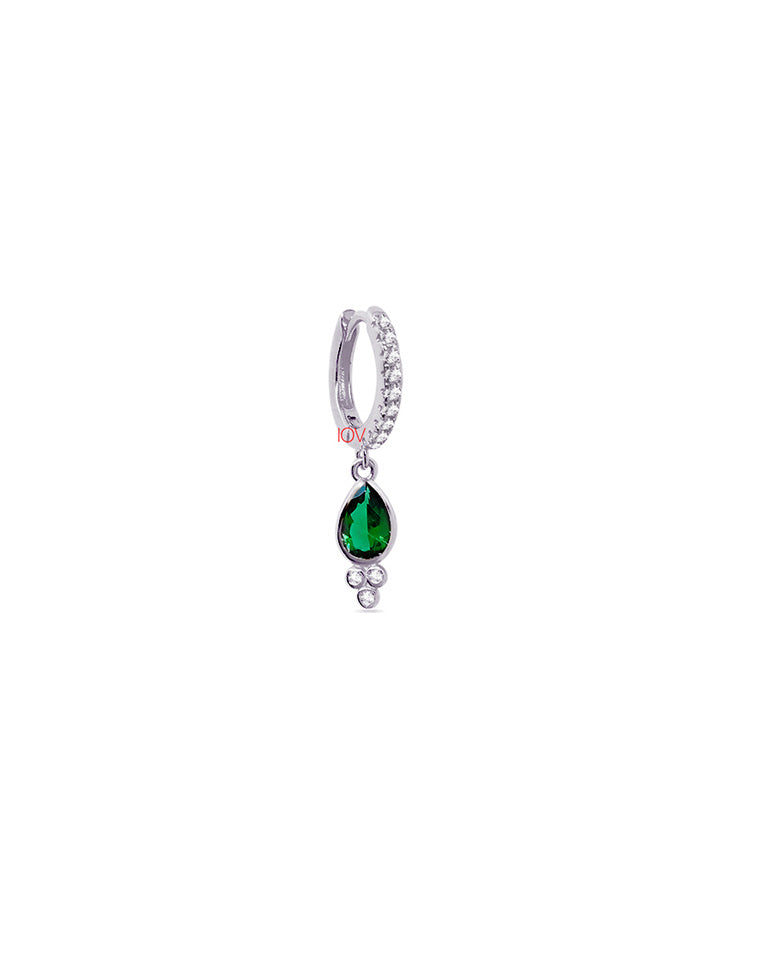dangling emerald color pear shape hoops earrings