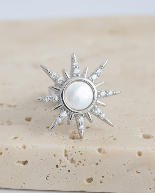 star shape with mother of pearl and CZ stud earring.