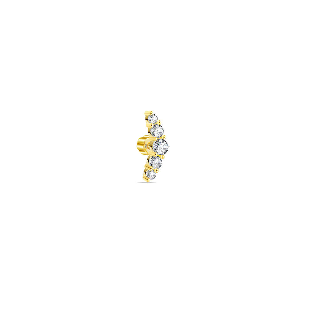graduated stones curved flat-back piercing.