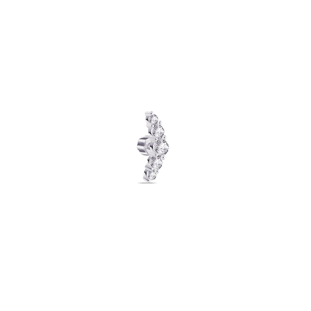 graduated stones curved flat-back piercing.