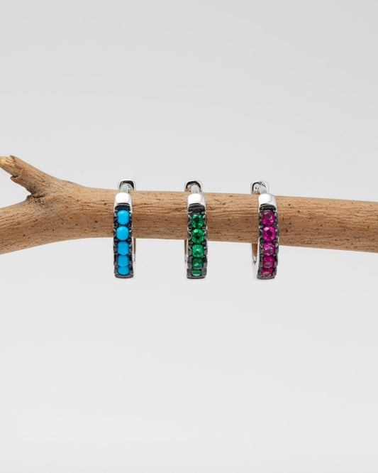 6mm colored stones hoops.