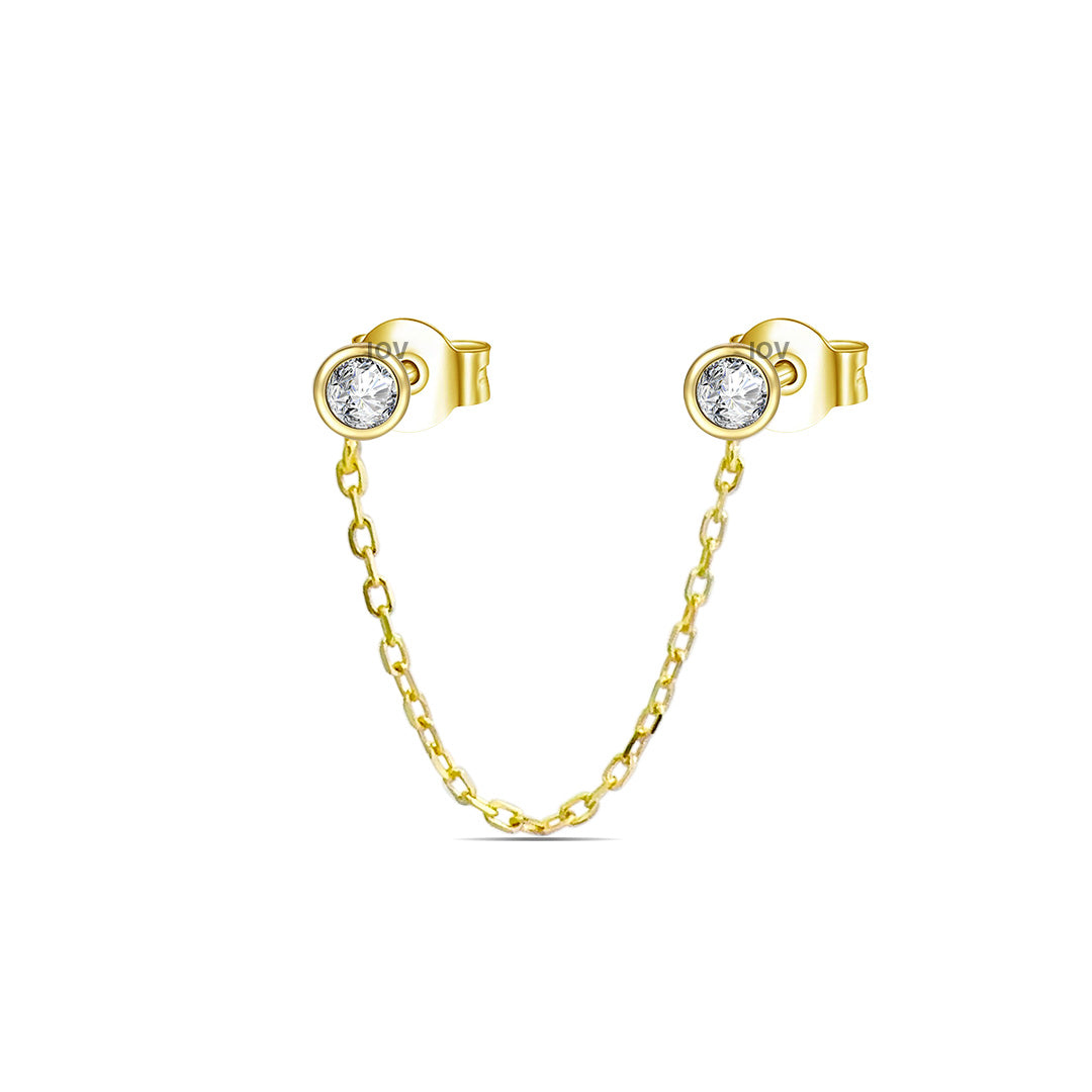 two chain linked bezel stone setting earring.