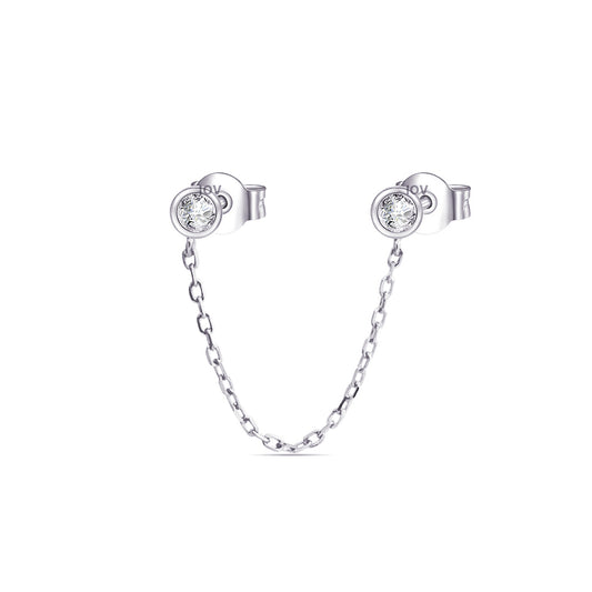 two chain linked bezel stone setting earring.