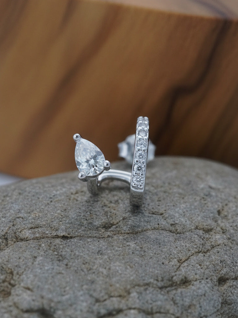 CZ hoop with a side pear shape.