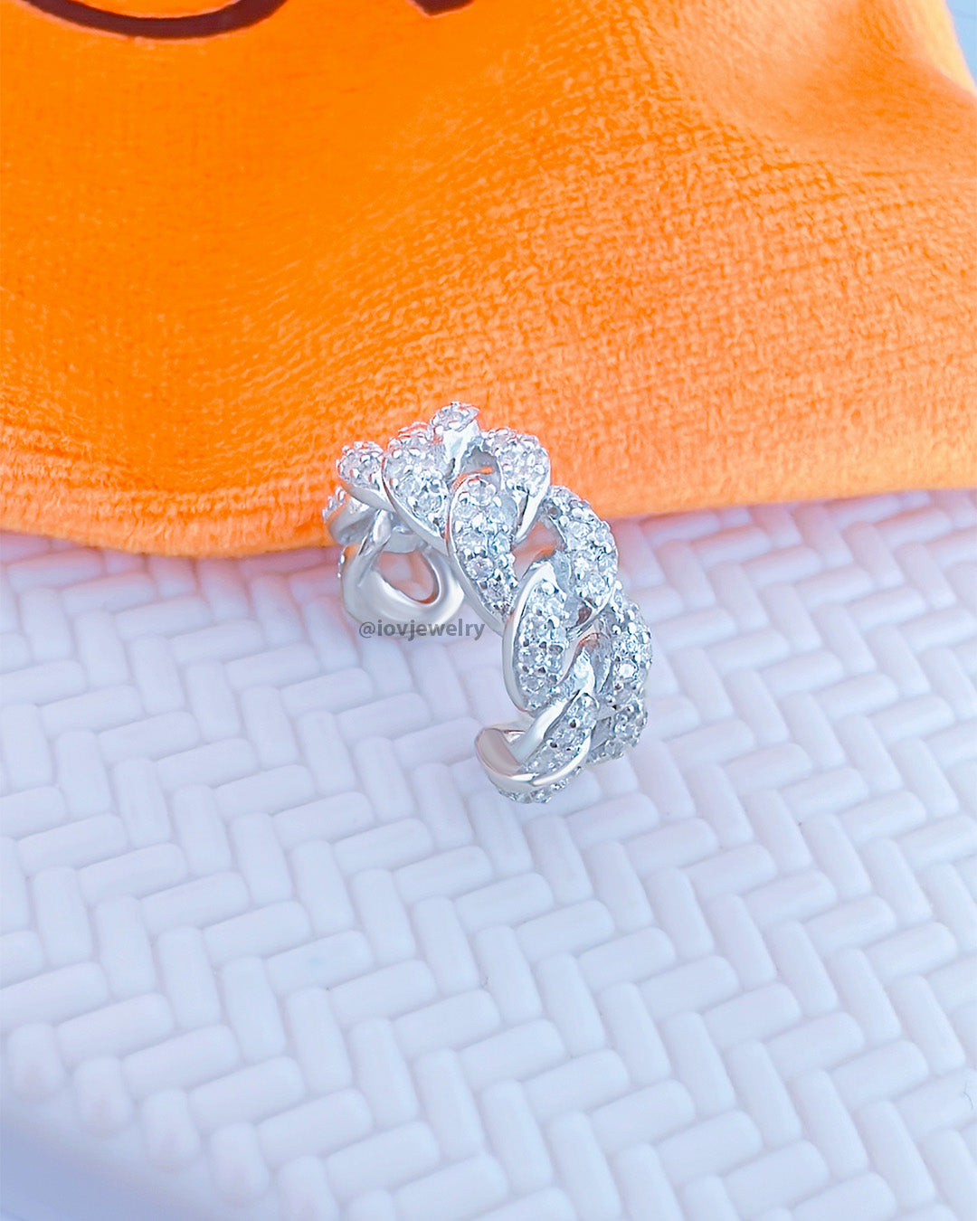 CZ curb chain design earcuff.