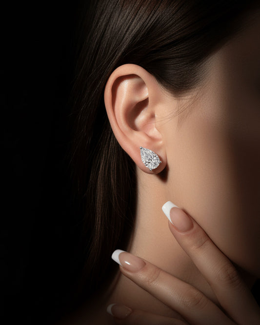 14 mm pear shape stud earring.