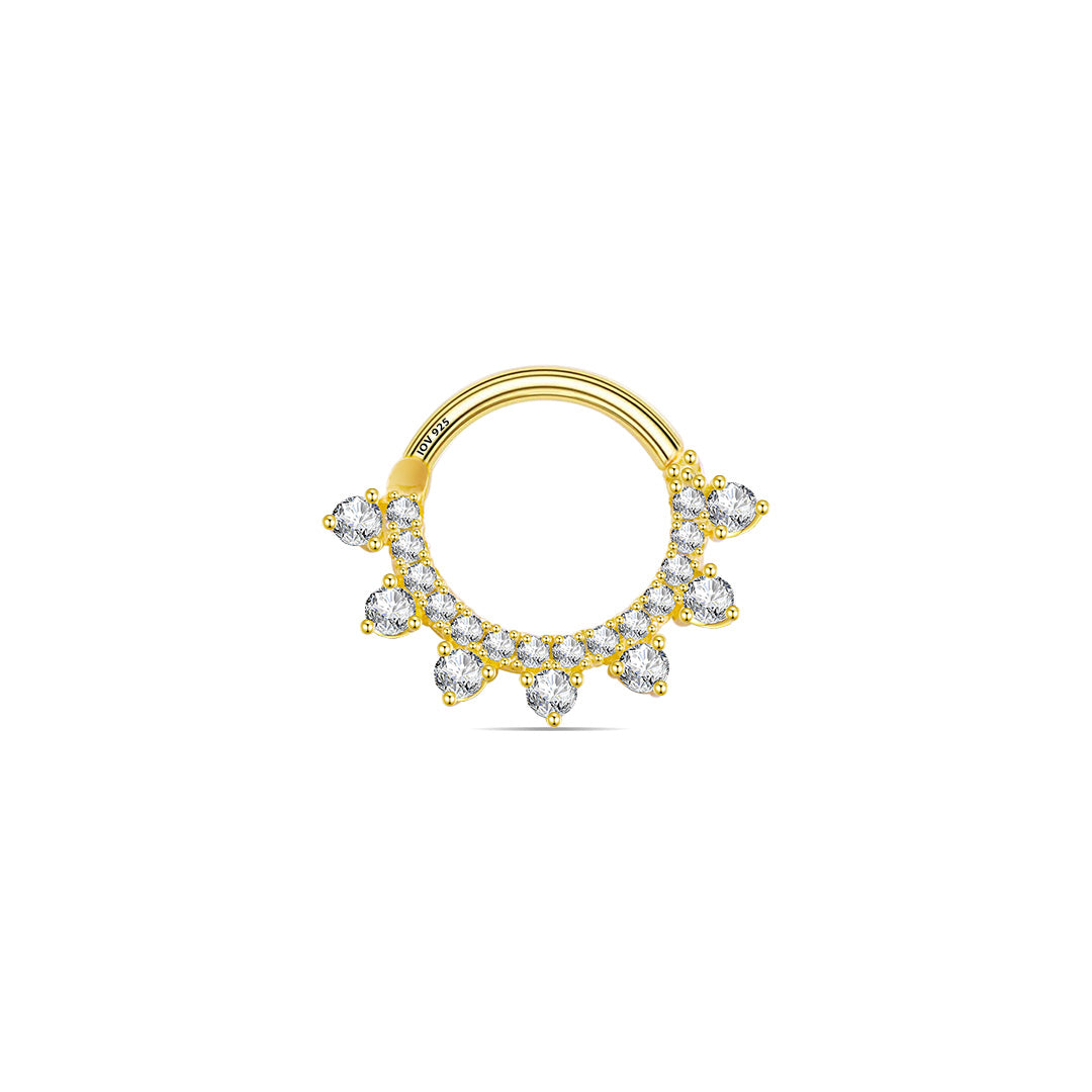 Daith piercing earring with CZ round stones.
