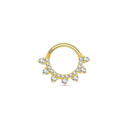 Daith piercing earring with CZ round stones.