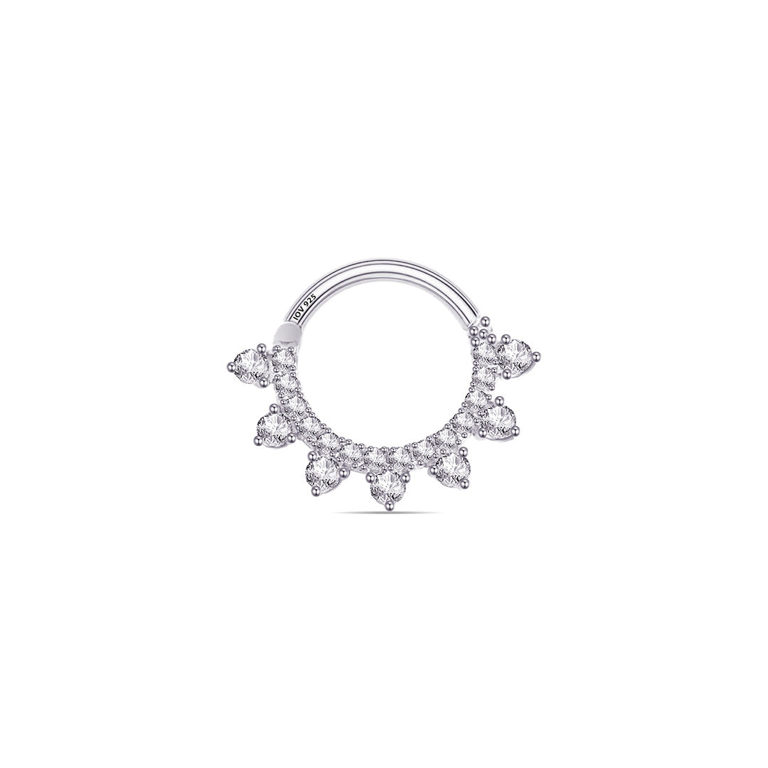 Daith piercing earring with CZ round stones.