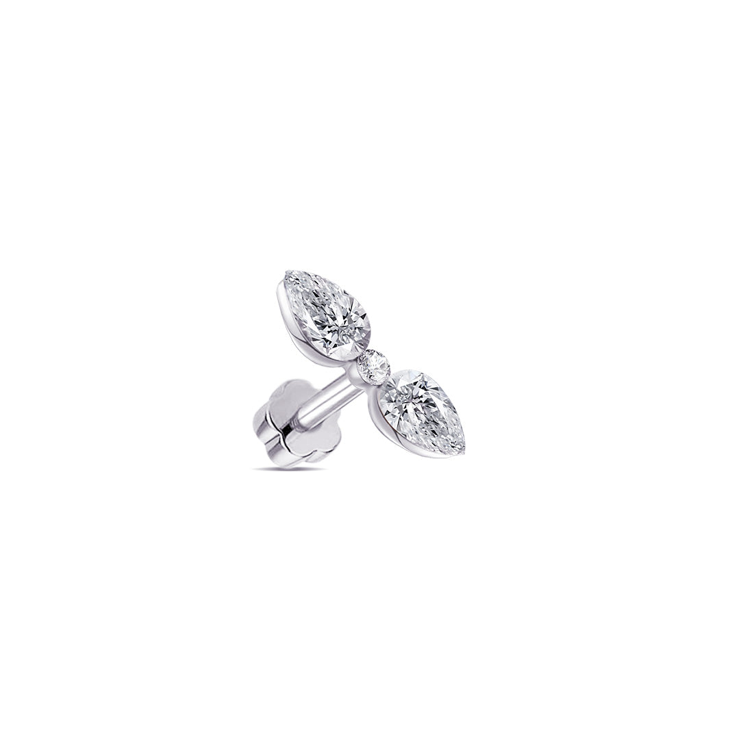 two pear and round shape stones flatback earring.
