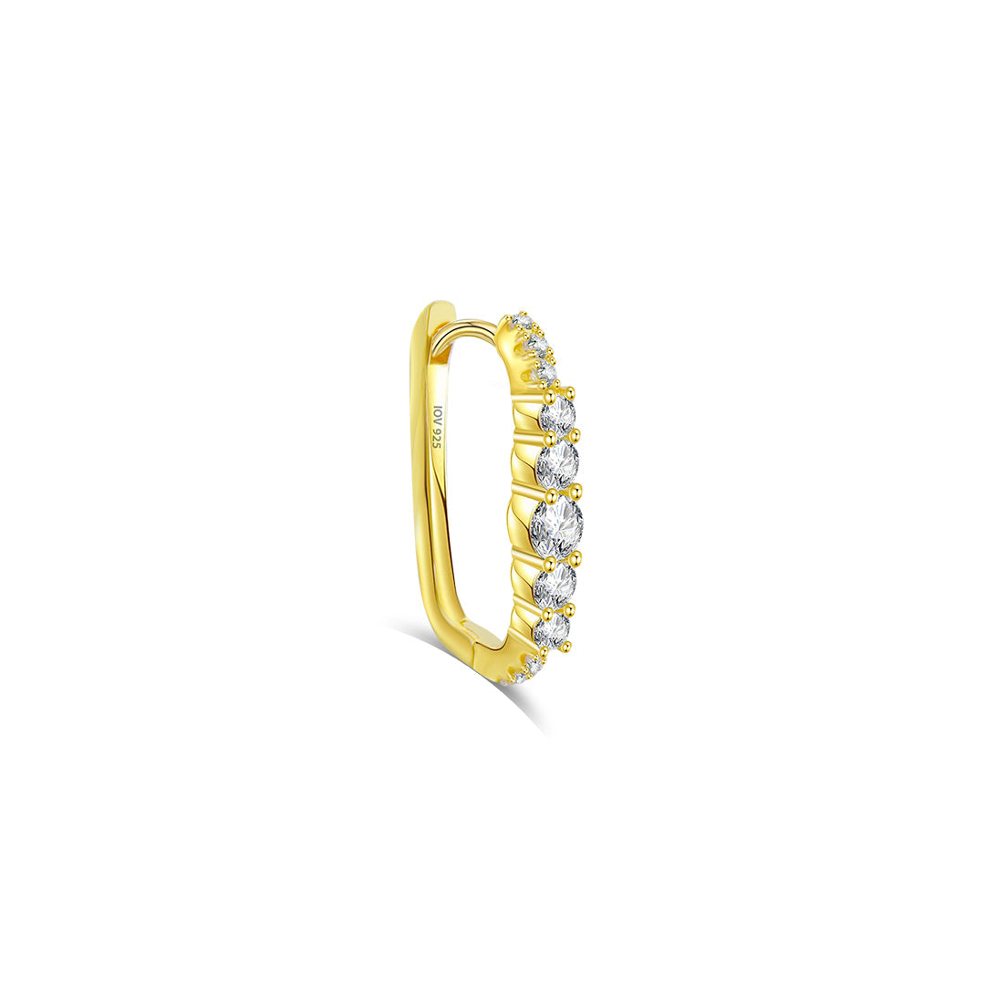Rectangular hoop earring with graduated CZ round stones.