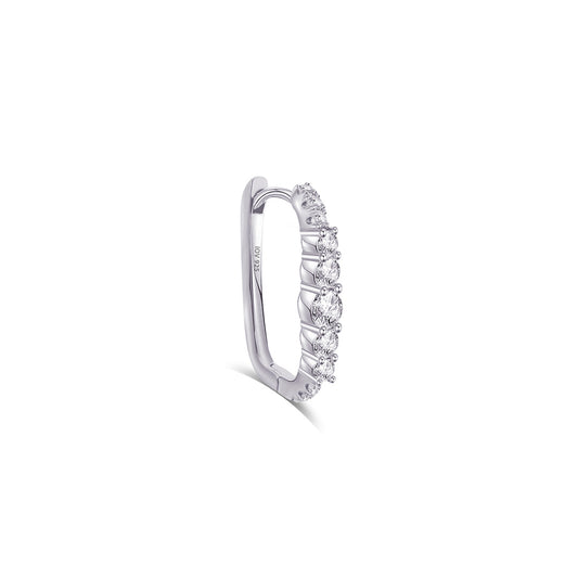 Rectangular hoop earring with graduated CZ round stones.