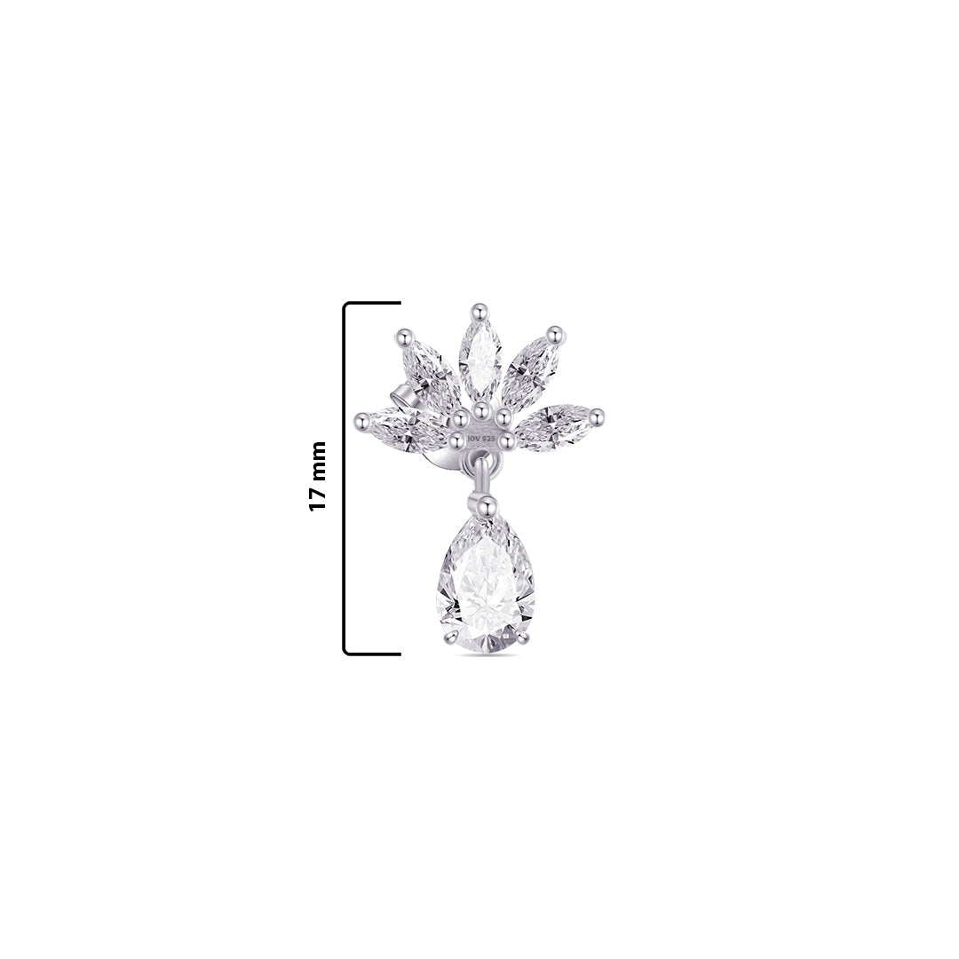 CZ marquise stones with dangling pear shape stud earring.