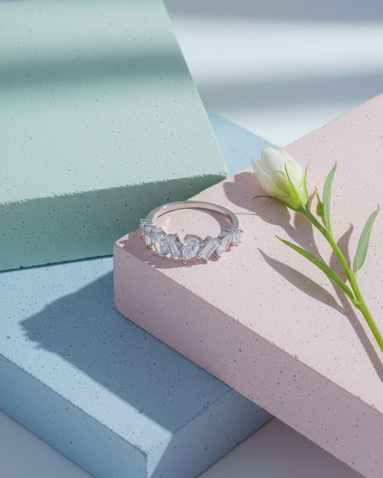 Mixed CZ shapes half band.