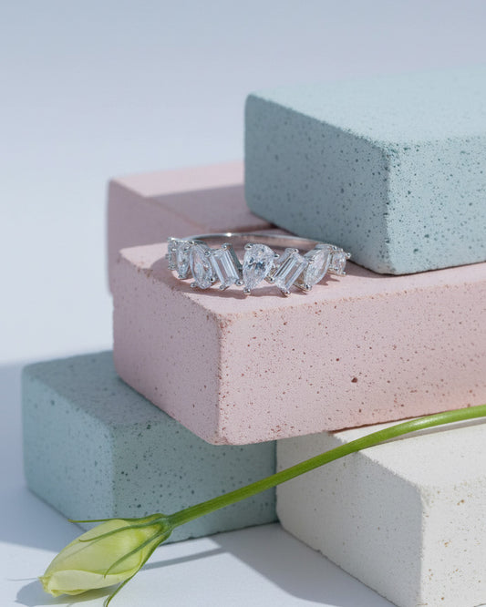 Mixed CZ shapes half band.