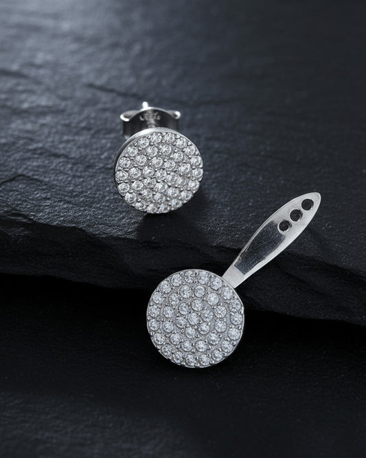 back to front two discs stud earring.