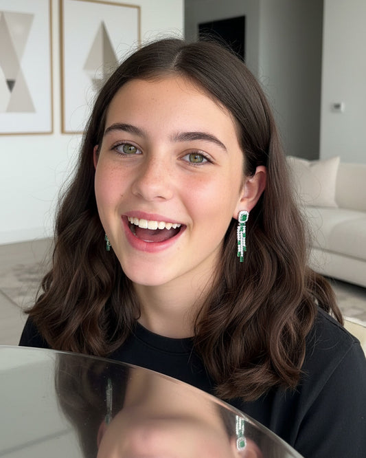 emerald and white CZ luxury earring.