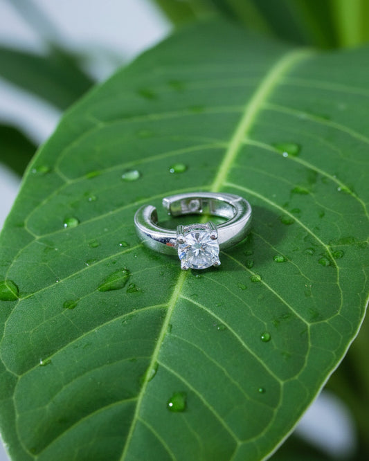 plain clip-on ear-cuff with single CZ stone.