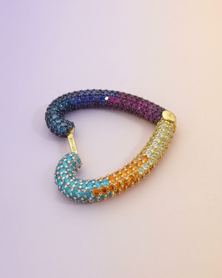 multi color heart shape hoop earring.