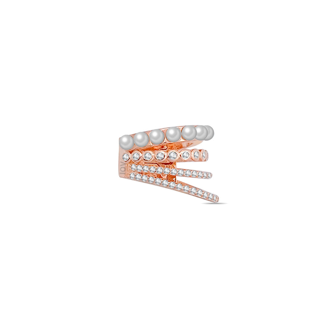 rose gold multi-lines with pearl earcuff.