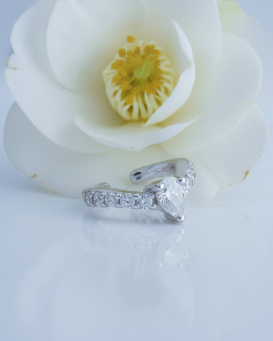 simple CZ ear-cuff with a center pear shape stone.