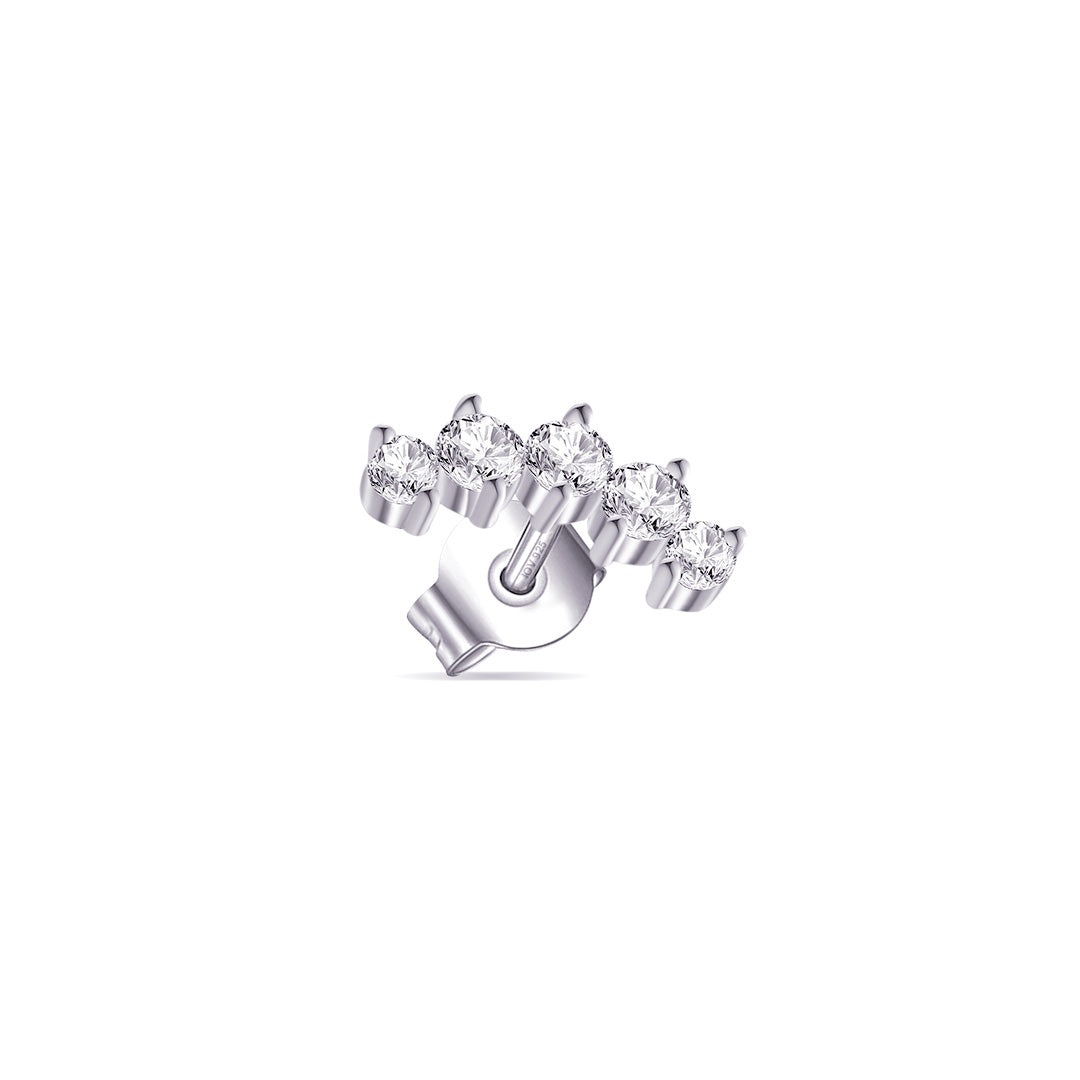 five stones small curved stud earring.