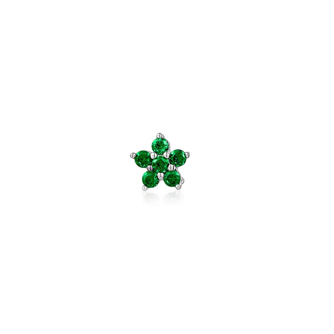 6 mm ruby and emerald color stud earring.