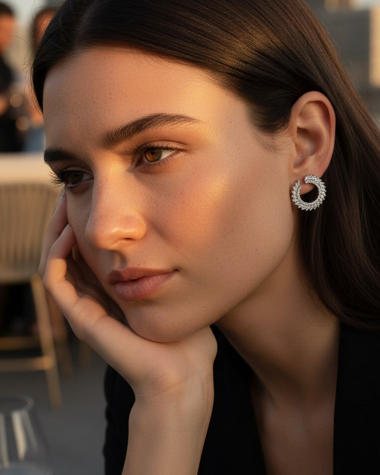 round and marquise Circle shape stud earring.