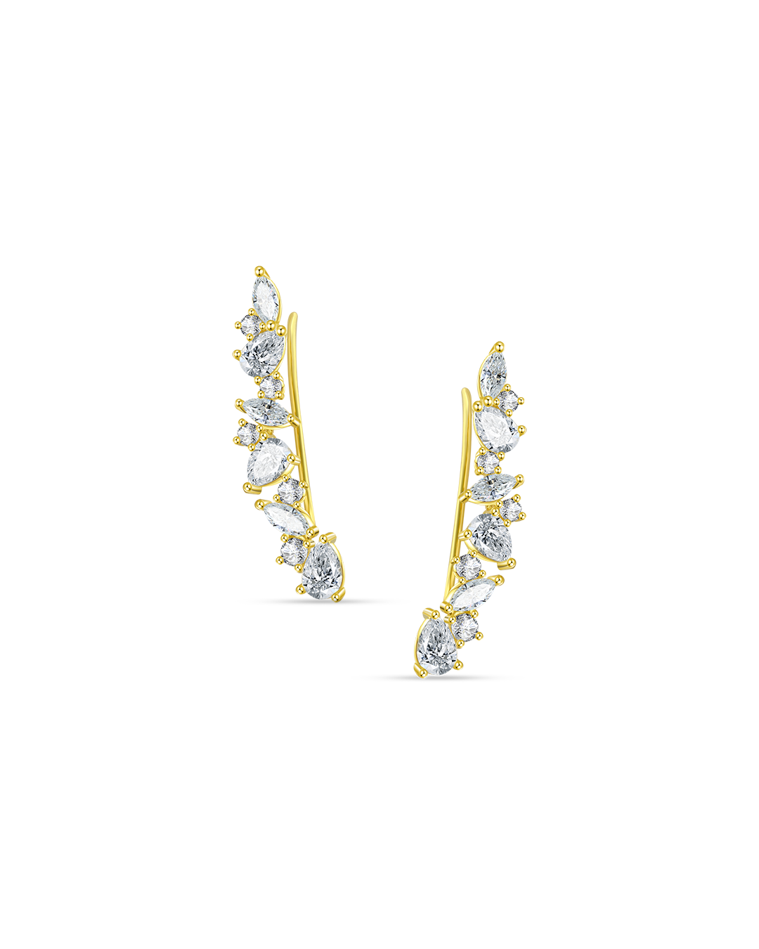 fancy and round CZ climber earrings.