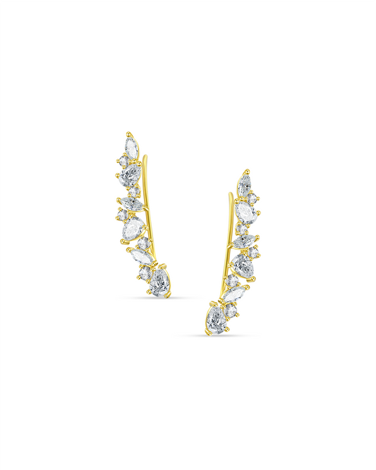 fancy and round CZ climber earrings.