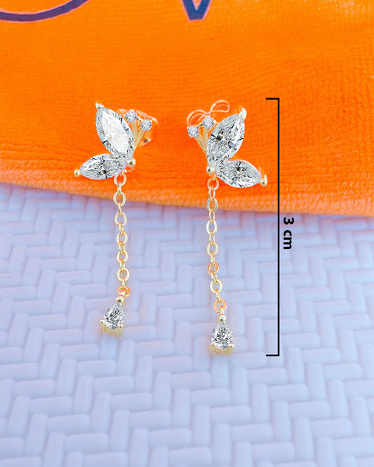 split butterfly shape pair of earrings.