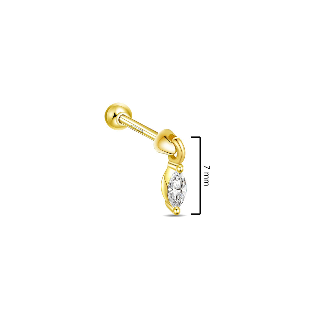 movable dangling marquise stone ball-back earring.