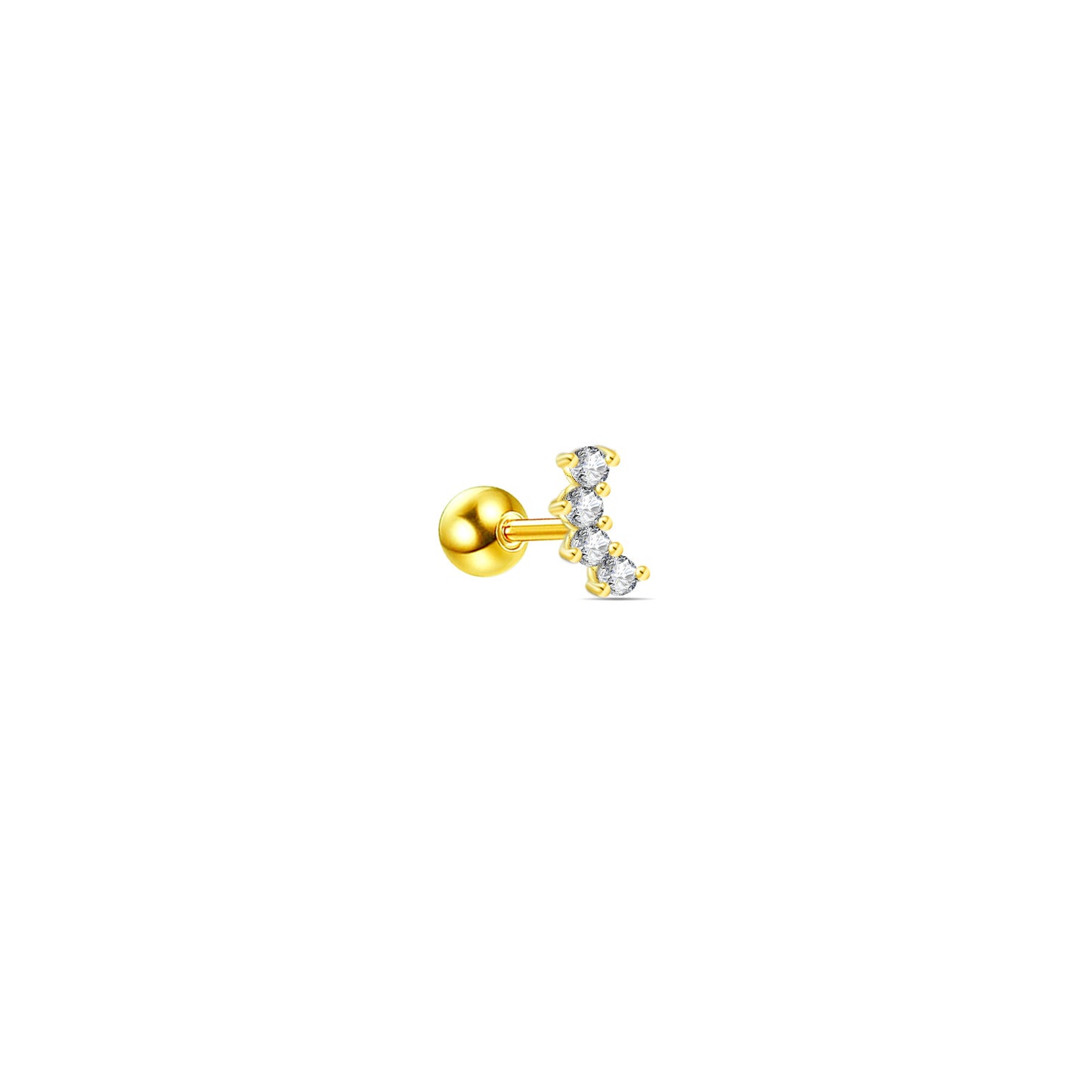 four stones curved shape ballback piercing.