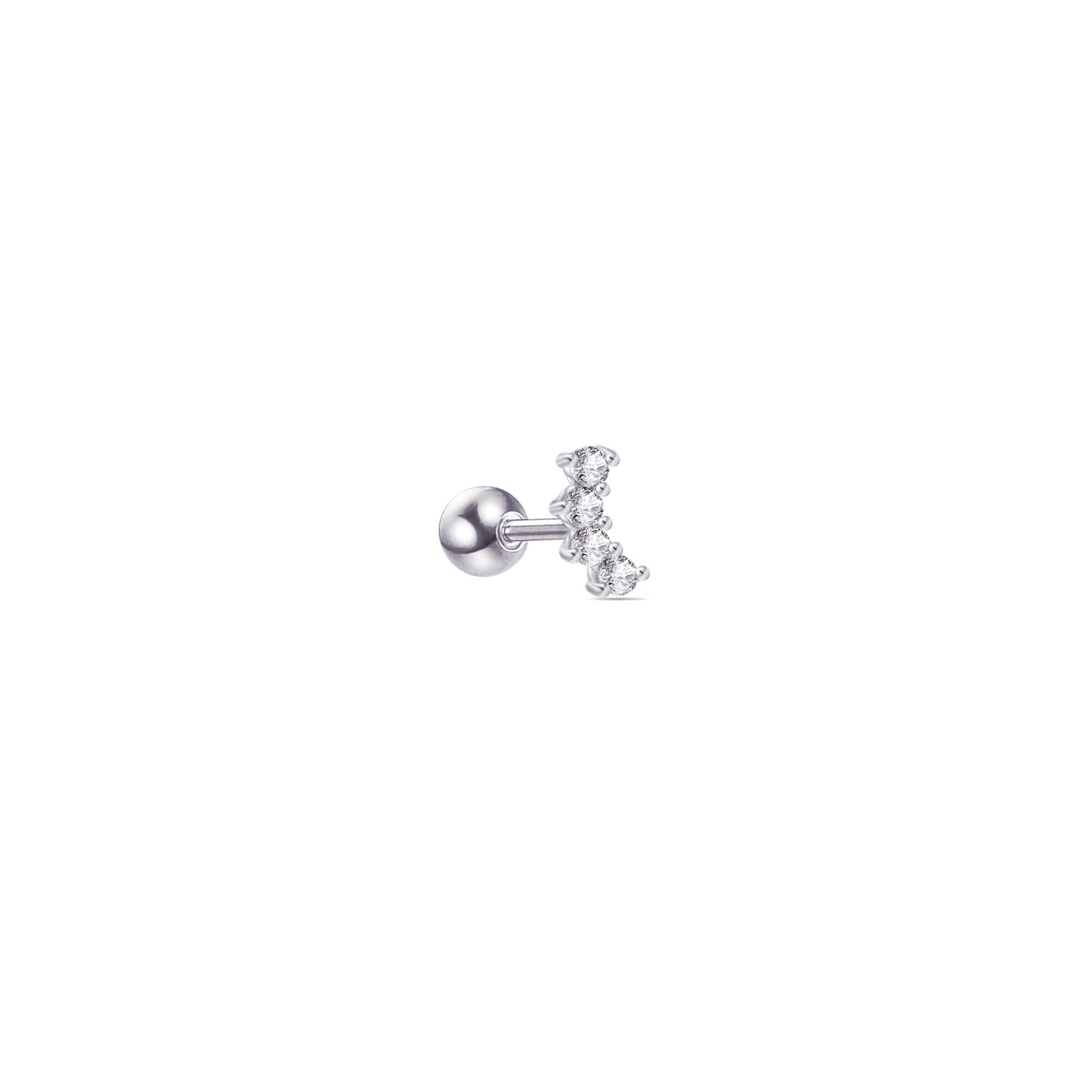 four stones curved shape ballback piercing.