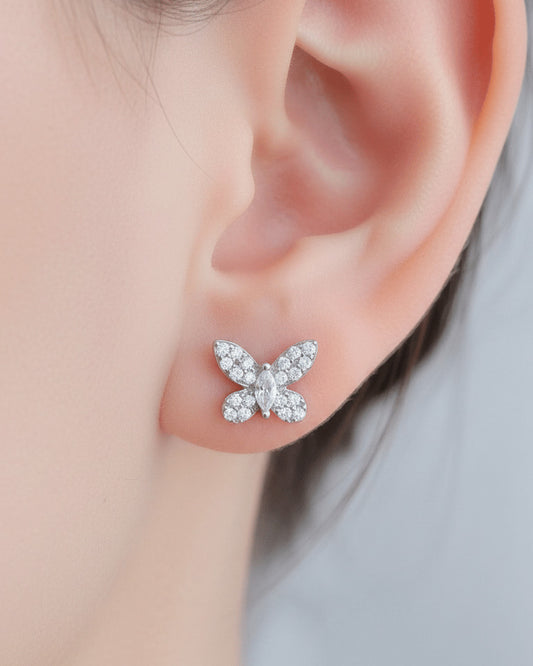 Butterfly shape stud earring.