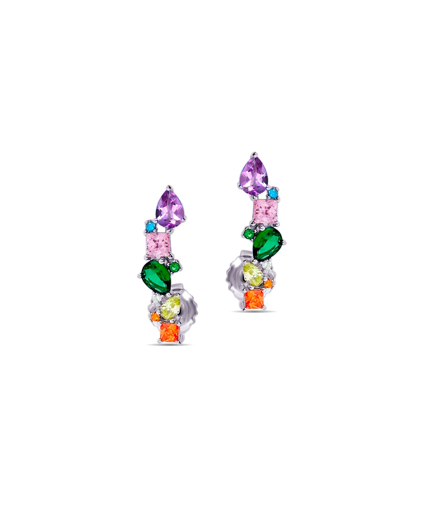 multicolored earrings.