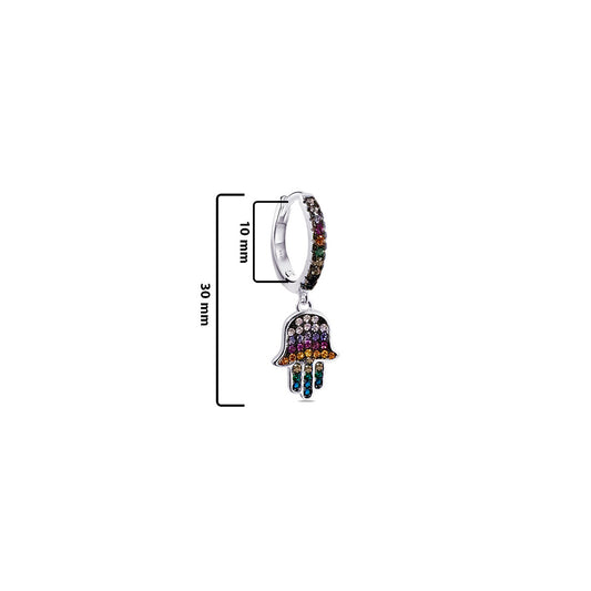 multi-colored stones hamsa dangling hoop earring.