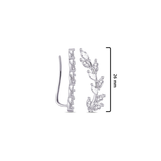 leaf shape marquise stones climber earrings.