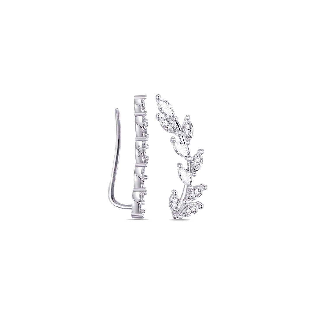 leaf shape marquise stones climber earrings.